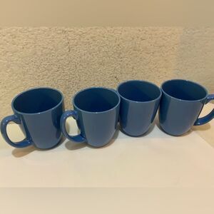 Set Of 4 Corelle Stoneware Coffee Tea Mugs  Blue
